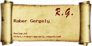 Raber Gergely névjegykártya